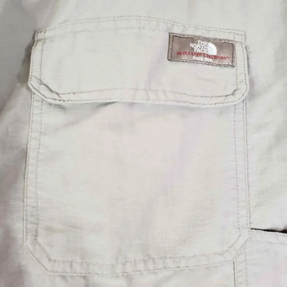 The North Face Mens Pants Medium M Khaki Convertible Zip Off Cargo Belted Nylon